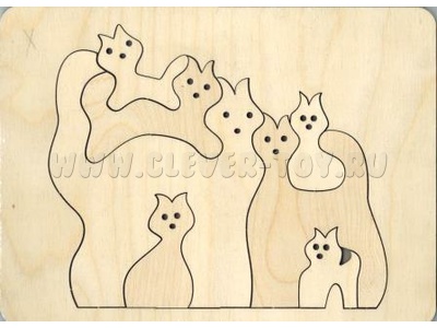 Мозаика "Сложи картинку. Кошачья семейка" (бесцветная)