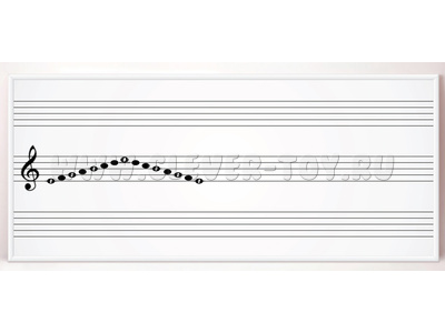 Настенная магнитно-маркерная доска с нотным станом и знаками музыкальной нотации (168 х 75 см)