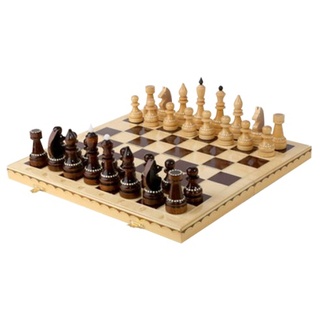 Шахматы обиходные инкрустированные деревянные с доской