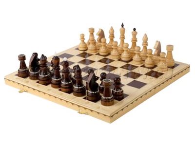 Шахматы обиходные инкрустированные деревянные с доской