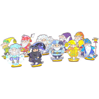Комплект персонажей средних "Разноцветные гномы" (10 шт, дерево, на подставке)