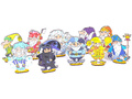Комплект персонажей средних "Разноцветные гномы" (10 шт, дерево, на подставке) - остатки